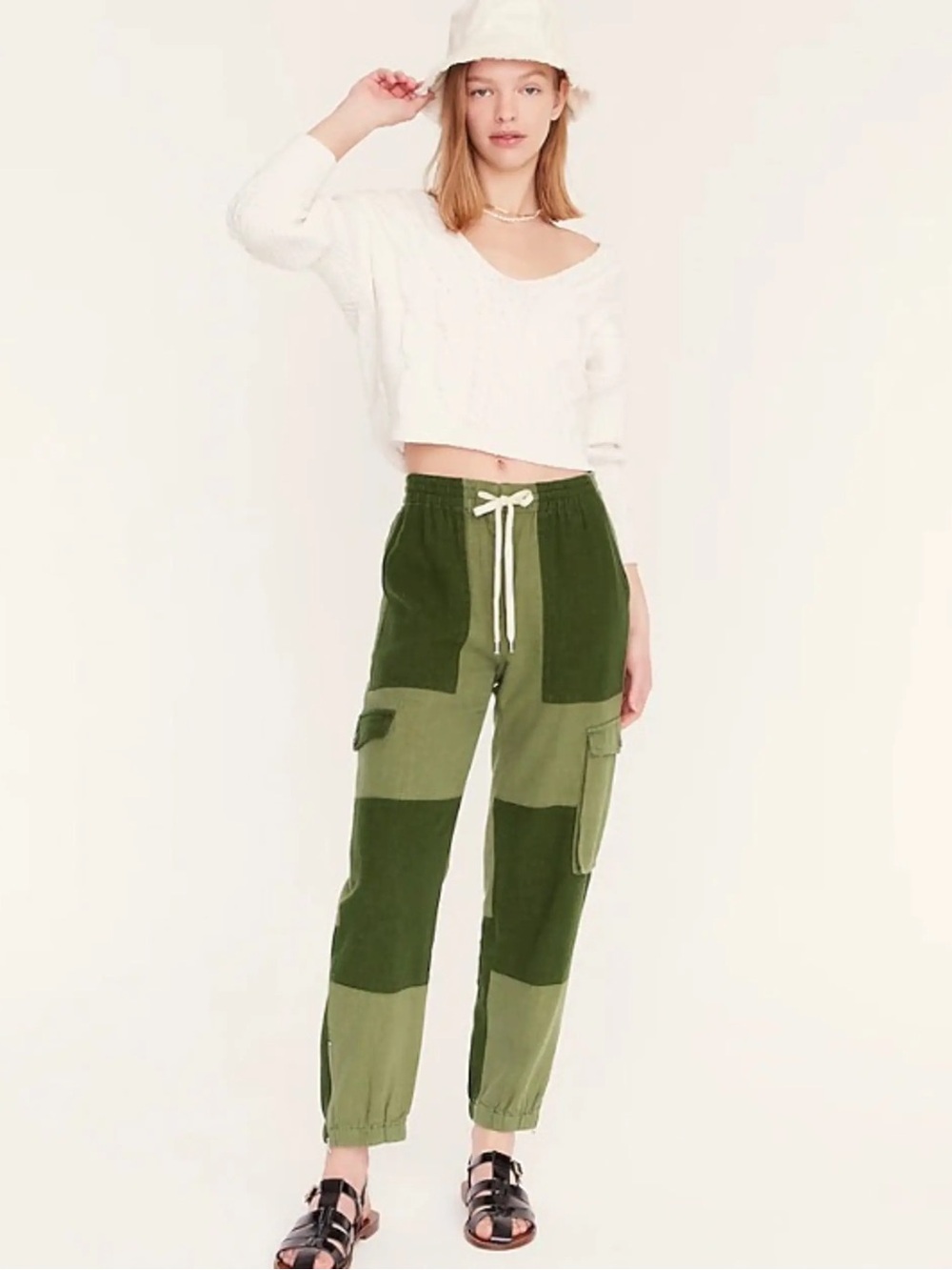 J Crew Olive Patchwork Cargo Jogger Pants